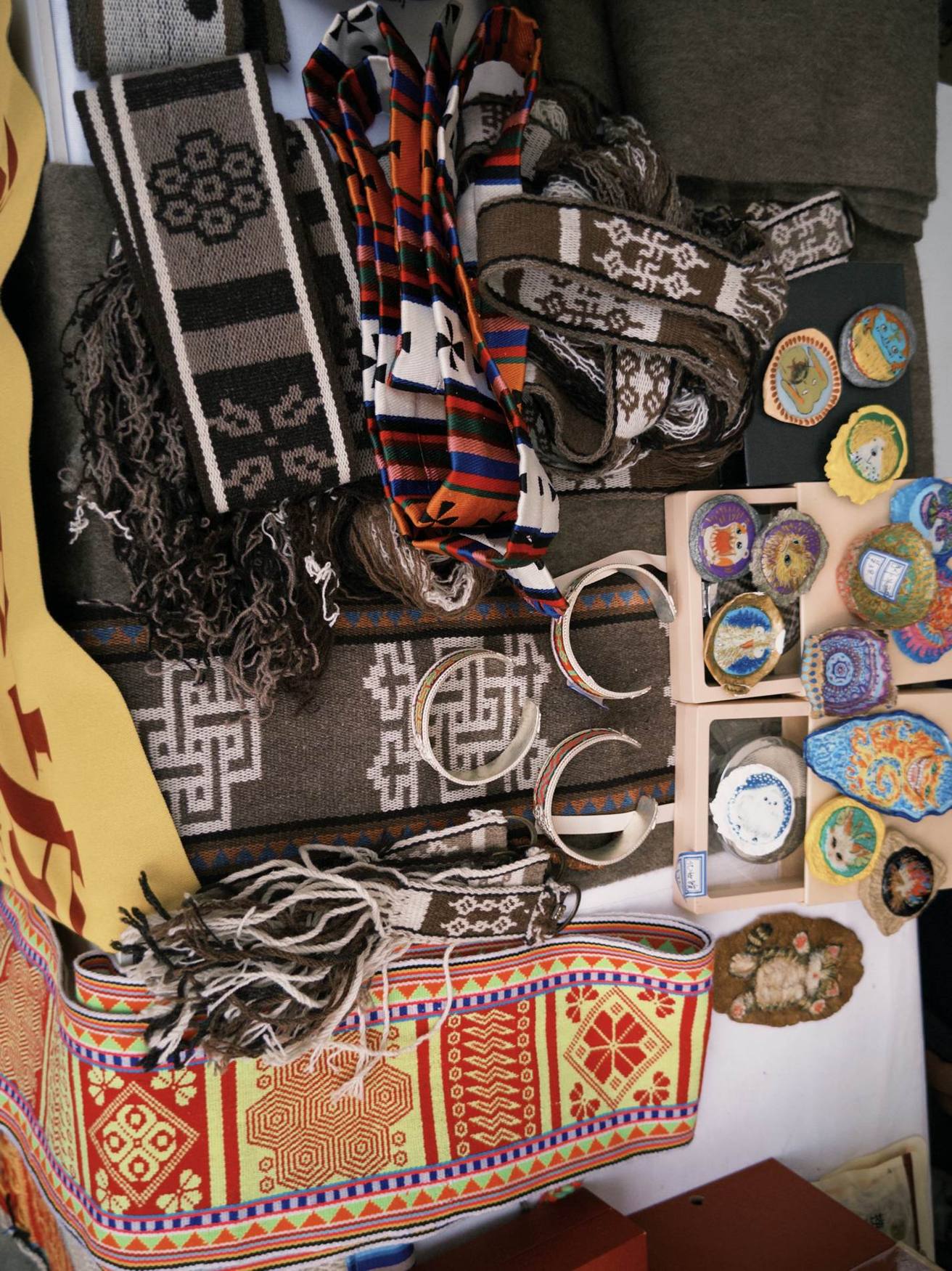 Craft objects and textiles on display